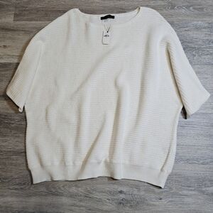 NWT Banana Republic Drop Shoulder Oversized Short Sleeve Off White Sweater